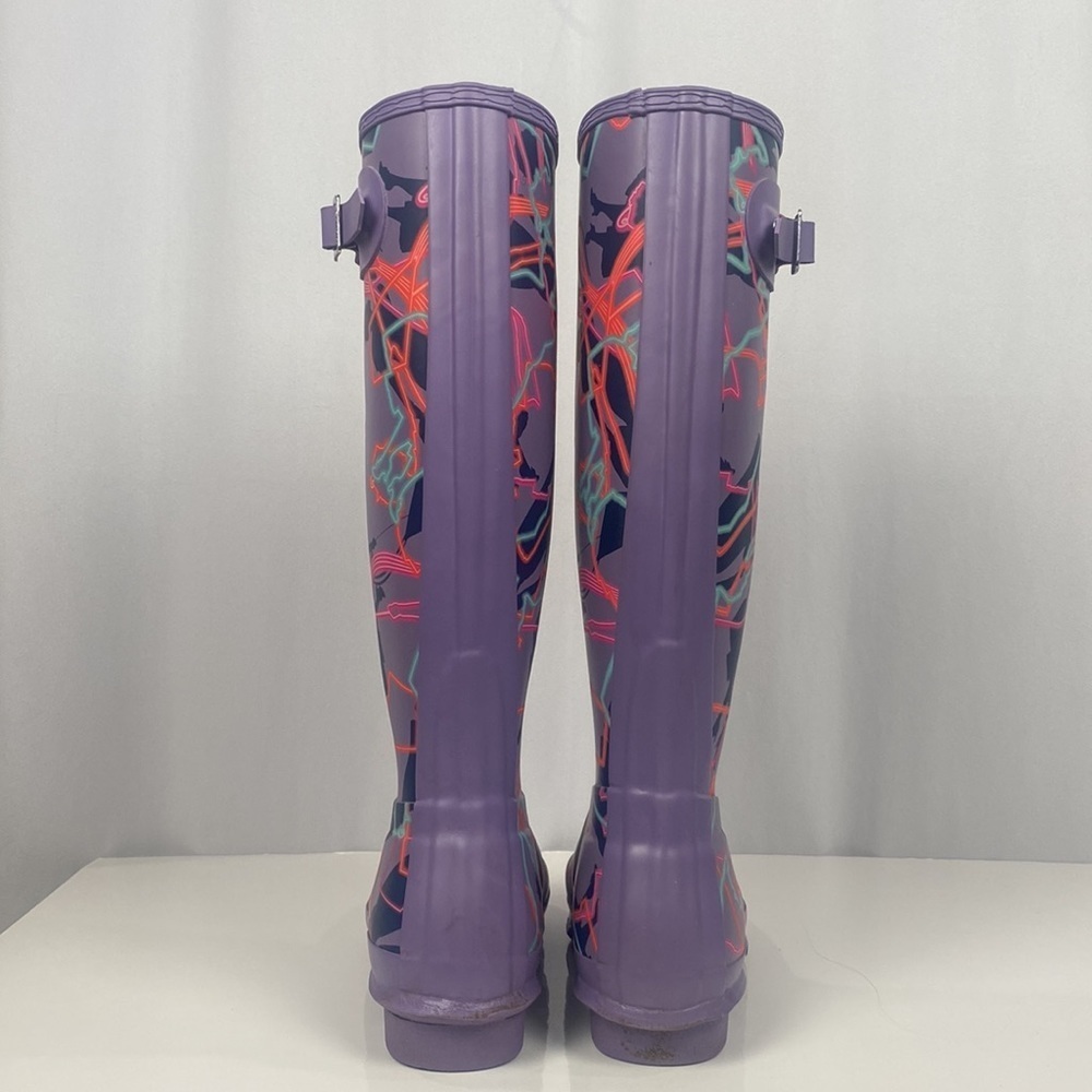 Hunter Women's Purple Neon Pattern Tall Rain Boots...Disney Mary Poppins - Picture 11 of 16